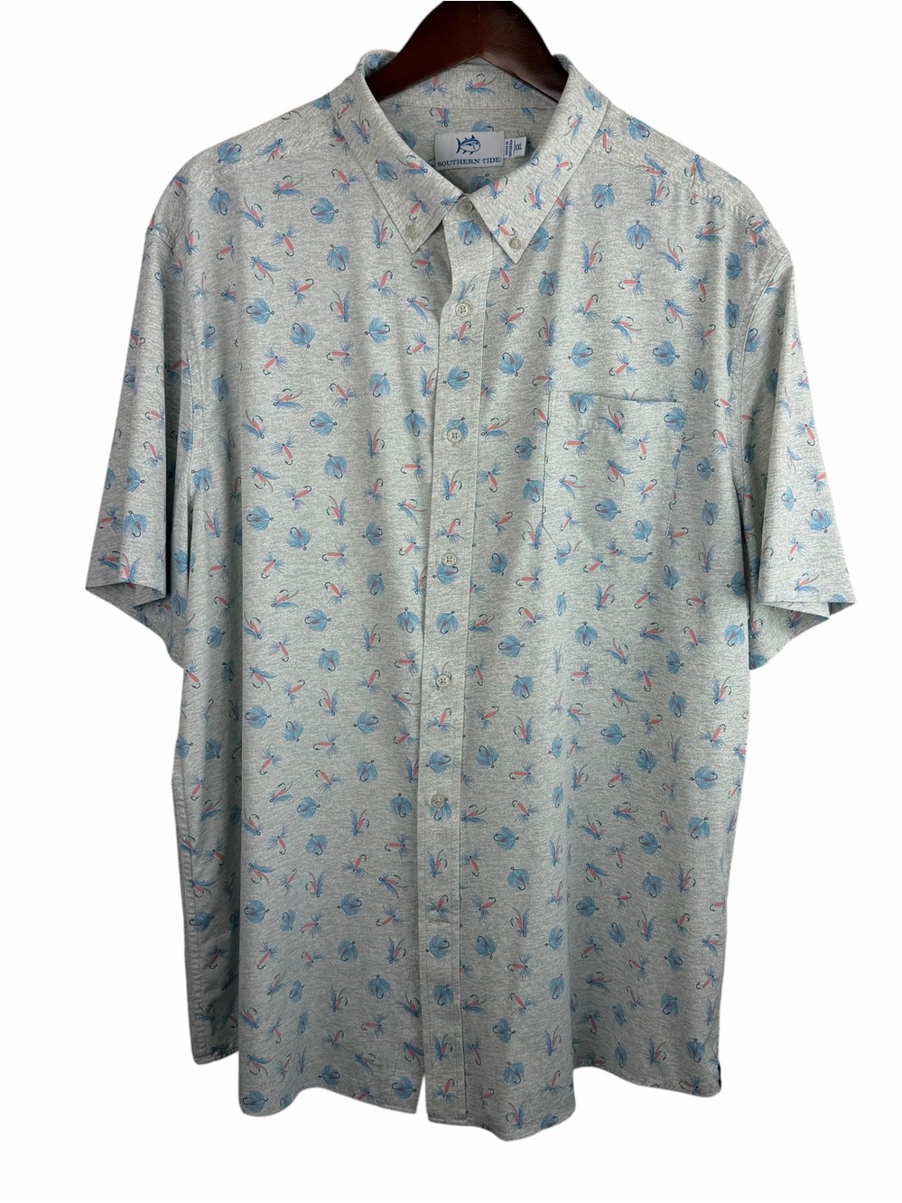 Southern Tide | Intercoastal Gray Allure Button Short Sleeve Shirt